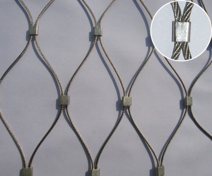 7*7 / 7*19 Stainless Steel Architectural Mesh , Ferruled Stainless Steel Rope Mesh